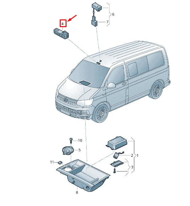 NEW VW TRANSPORTER T6 EMERGENCY ASSIST. CALL BUTTON 5NR0356242EN