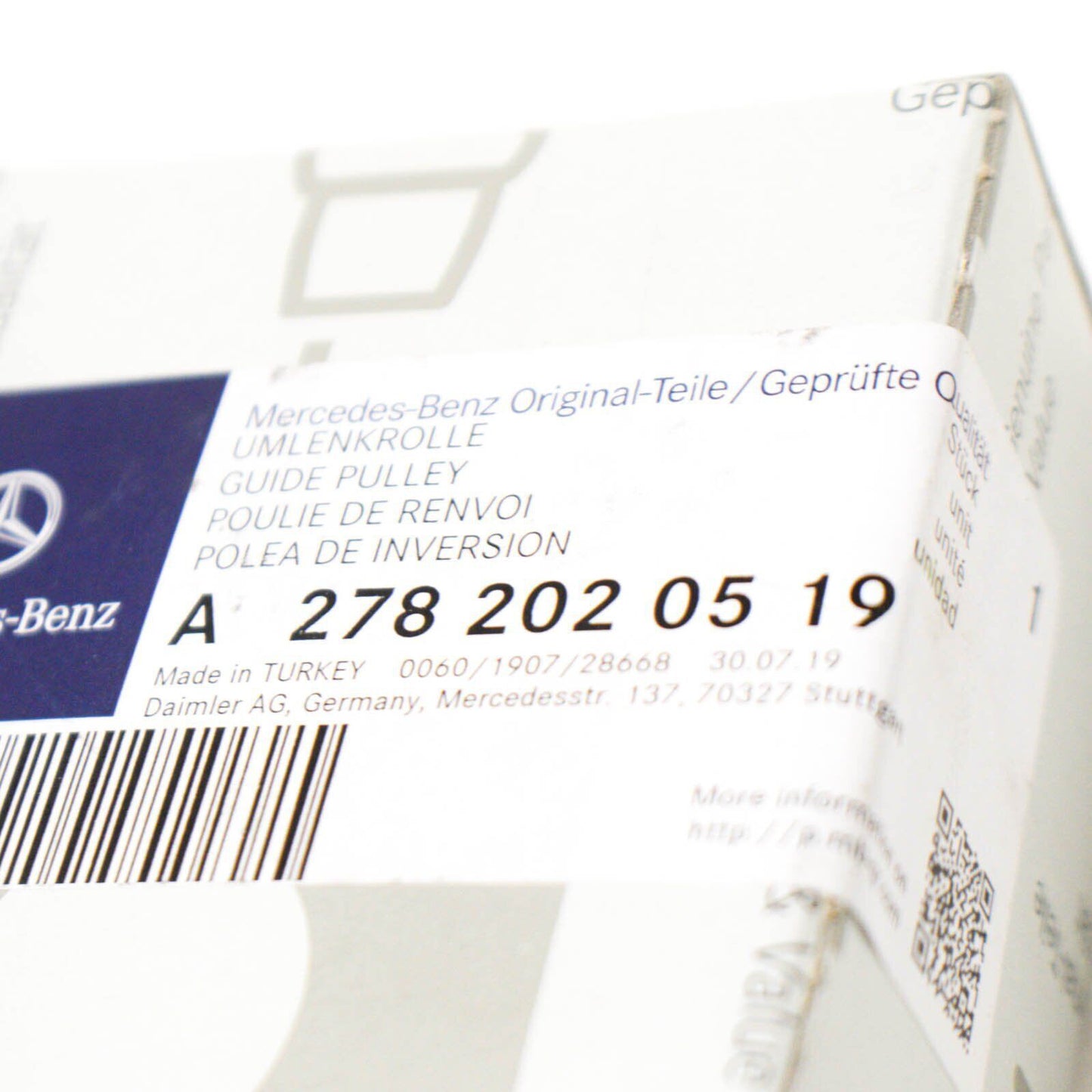 NEW MERCEDES BENZ ML W166 V RIBBED BELT GUIDE PULLEY A2782020519 ORIGINAL