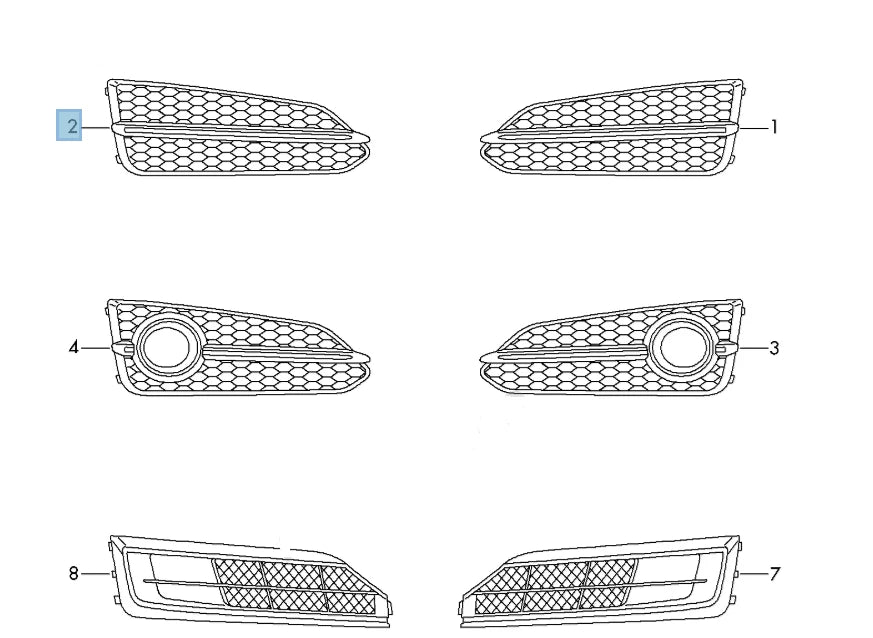 NEW AUDI A8 D4 RIGHT FOG LIGHT GRILLE 4H0807680AC3FZ