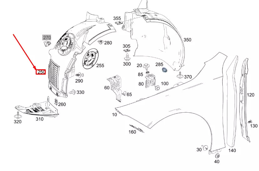 NEW MB CLA C118 FRONT LEFT WHEEL HOUSING LINER FRONT PART A1186900101 ORIGINAL