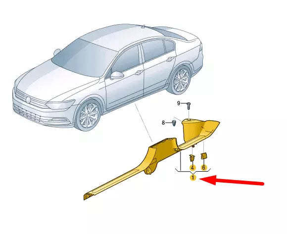 NEW VOLKSWAGEN PASSAT B8 LEFT SIDE SILL TRIM STRIP 3G0853371L82V