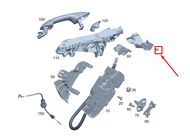 new mercedes-benz c w206 rear rh door handle base bracket a2067330200 original
