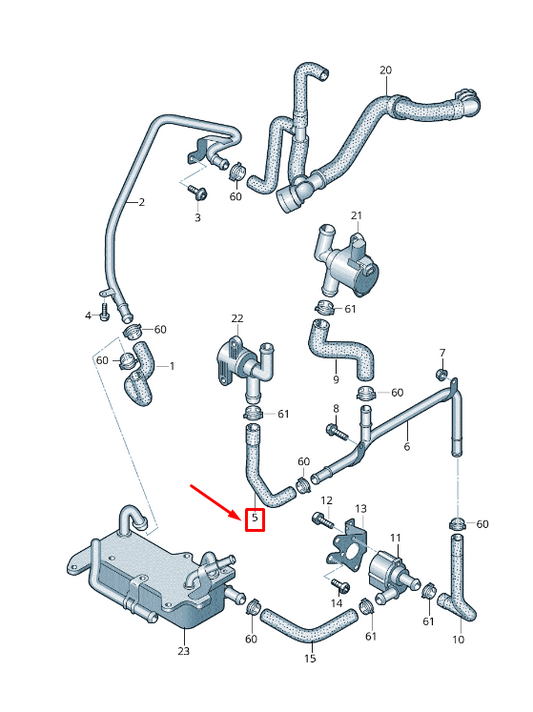 new vw touareg cr engine coolant hose 4m0121056ad original