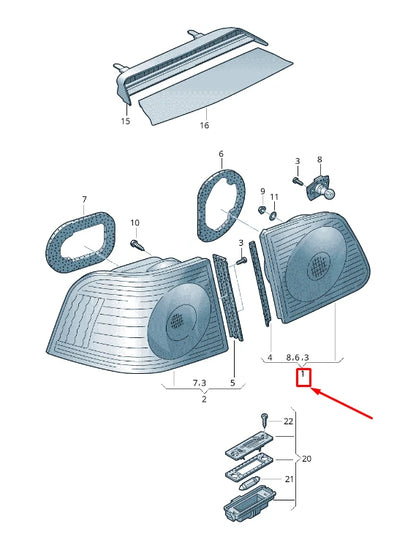 NEW VW PHAETON 3D REAR LEFT INNER TAILGATE TAILLIGHT 3D0945093B ORIGINAL