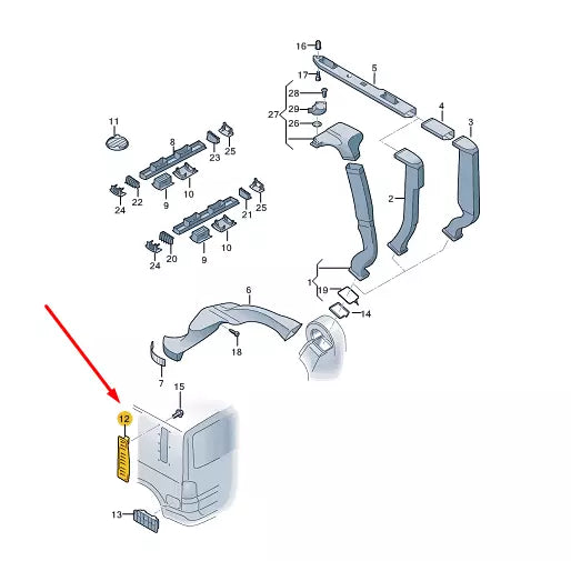 NEW VW TRANSPORTER VI T6 REAR RIGHT BODY VENT TRIM 7H3815502A9B9