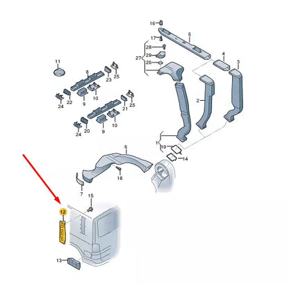 NEW VW TRANSPORTER VI T6 REAR RIGHT BODY VENT TRIM 7H3815502A9B9
