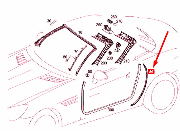 NEW MERCEDES-BENZ SLK R172 RIGHT B-PILLAR SEALING A1726310298 ORIGINAL