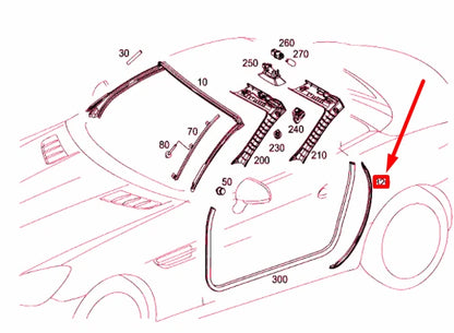 NEW MERCEDES-BENZ SLK R172 RIGHT B-PILLAR SEALING A1726310298 ORIGINAL