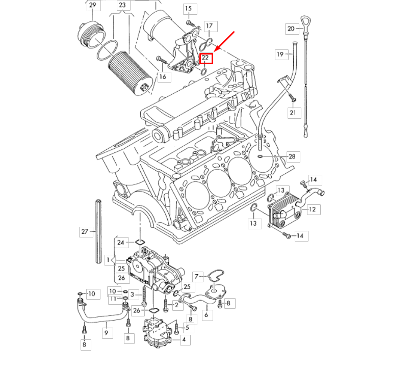 new audi a6 c6 oil filter bracket o-ring n90959701 original