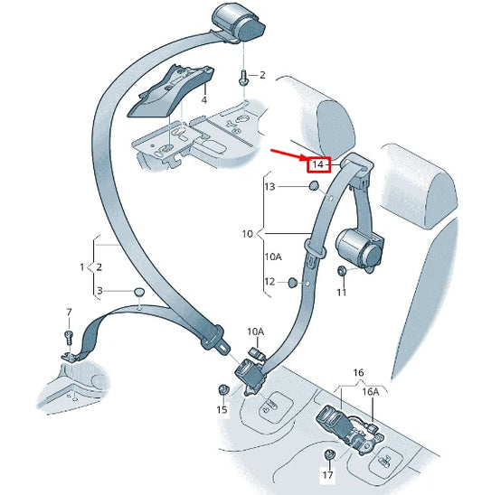 NEW AUDI Q2 GA REAR CENTER SEAT BELT GUIDE 8V0857763B5E0