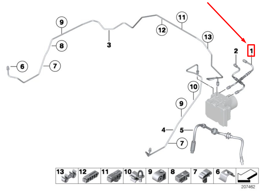 new bmw z4 e89 front left pipeline pressure hose 34326853592 6853592 original