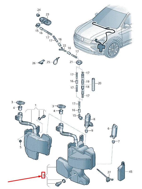 NEW VW TIGUAN AD WINDSCREEN WASHER FLUID TANK 5NA955453B