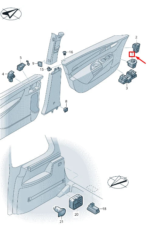NEW VW SHARAN 7N EXTERIOR MIRRORS ADJUSTABLE SWITCH RHD 5K2959565AXSH ORIGINAL