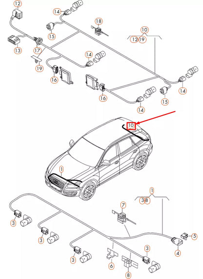NEW AUDI Q5 8R REAR BUMPER PARKING AID WIRING HARNESS 8R0971104CJ ORIGINAL