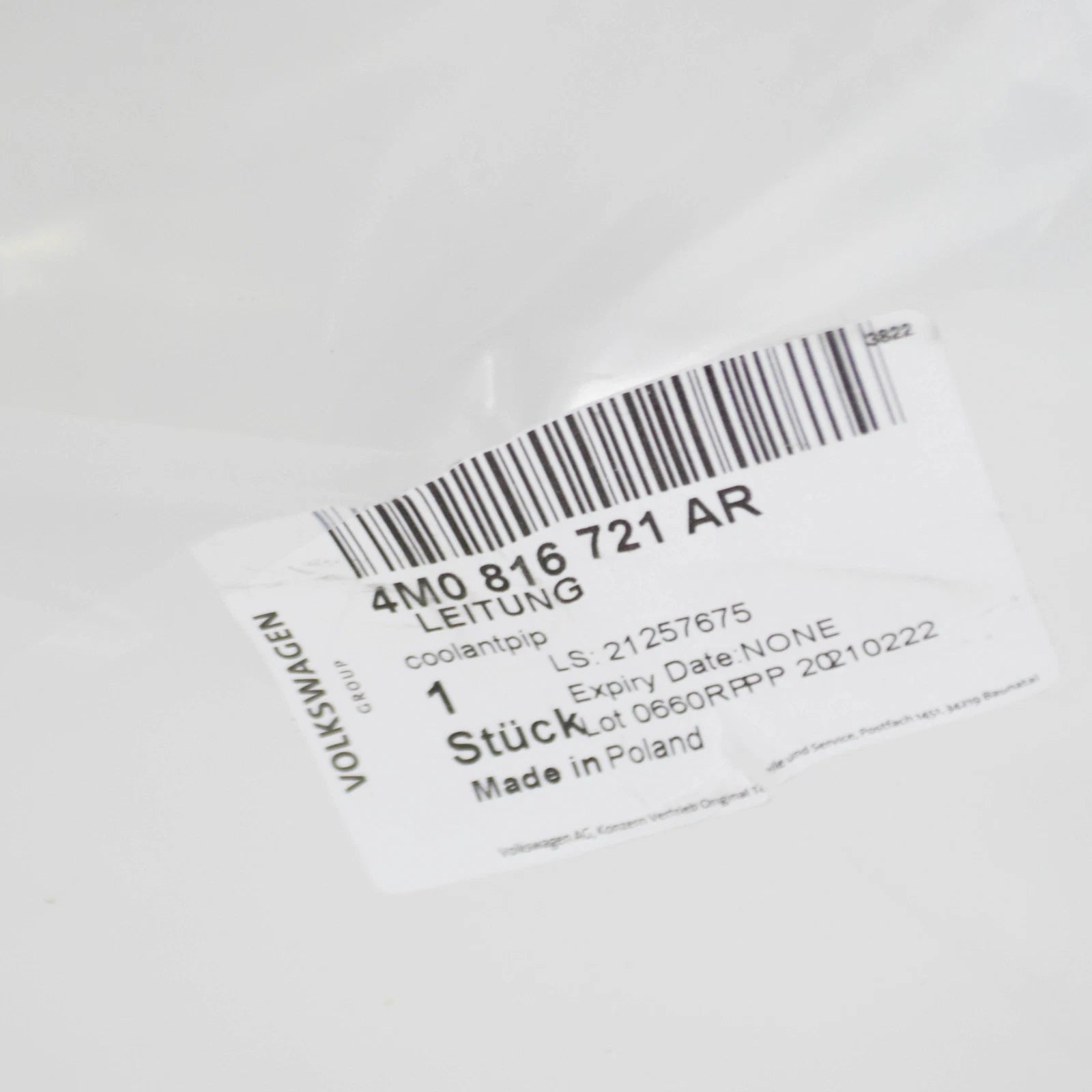 NEW AUDI Q7 4M A/C REFRIGERANT LINE 4M0816721AR ORIGINAL