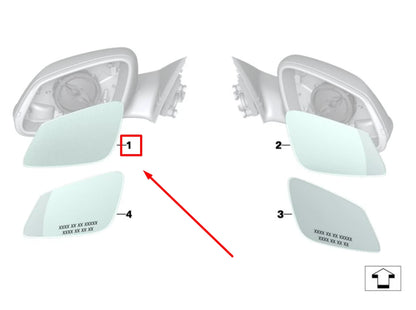 NEW BMW 3 F30, F80 FRONT LEFT DOOR MIRROR GLASS 51167285009 7285009 ORIGINAL