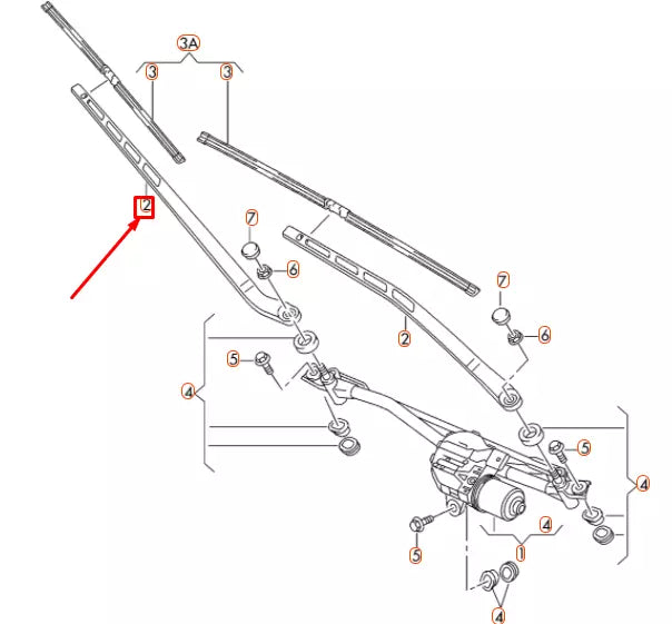 NEW AUDI A6 C7 FRONT WINDSHIELD LEFT AERO WIPER ARM LHD 4G1955407D1P9 ORIGINAL