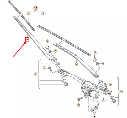NEW AUDI A6 C7 FRONT WINDSHIELD LEFT AERO WIPER ARM LHD 4G1955407D1P9 ORIGINAL