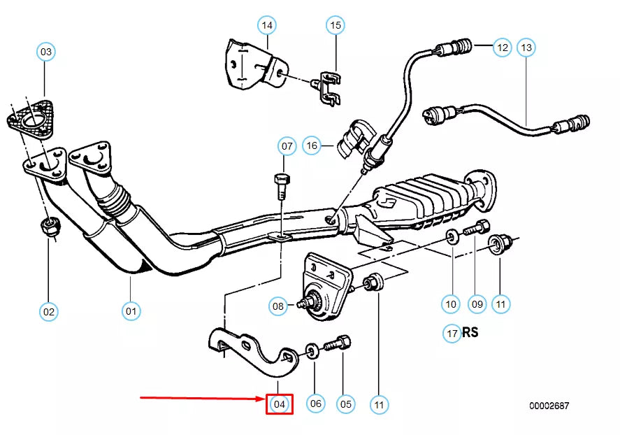 NEW BMW 3 E30 EXHAUST BRACKET PIPE 18301716424 1716424 ORIGINAL