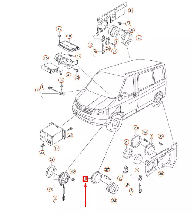 NEW VOLKSWAGEN TRANSPORTER T5 FRONT WIDE-BAND SPEAKER 7E0035454A