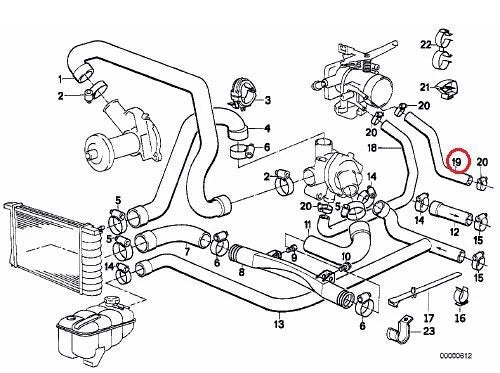 NEW BMW 5 E34 ENGINE COOLANT HOSE 13541719967 1719967 ORIGINAL
