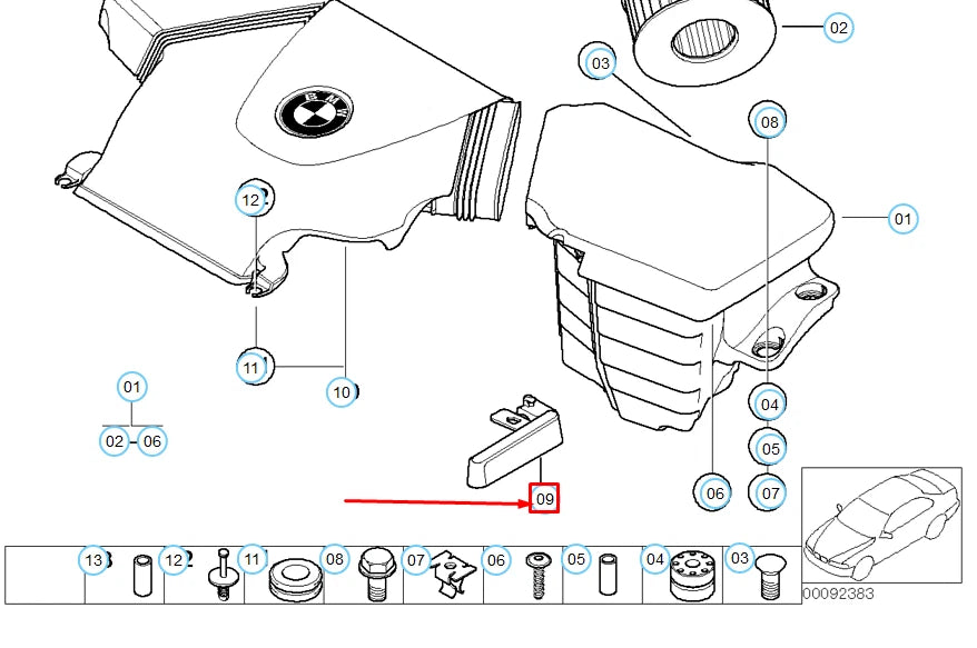 NEW BMW 3 E46 SUCTION SILENCER HOSE CLAMP 13717502564 7502564 ORIGINAL