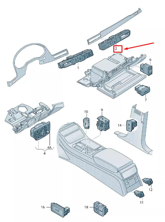NEW AUDI A8 4H RIGHT DASHBOARD MULTIPLE SWITCH LHD 4H1959674AP