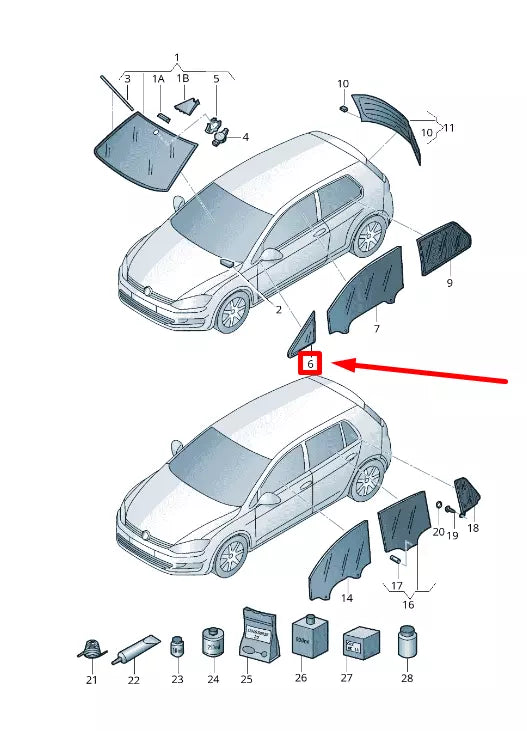 NEW VW GOLF MK7 FRONT LEFT A-PILLAR WINDOW GLASS 5G0845411ENVB
