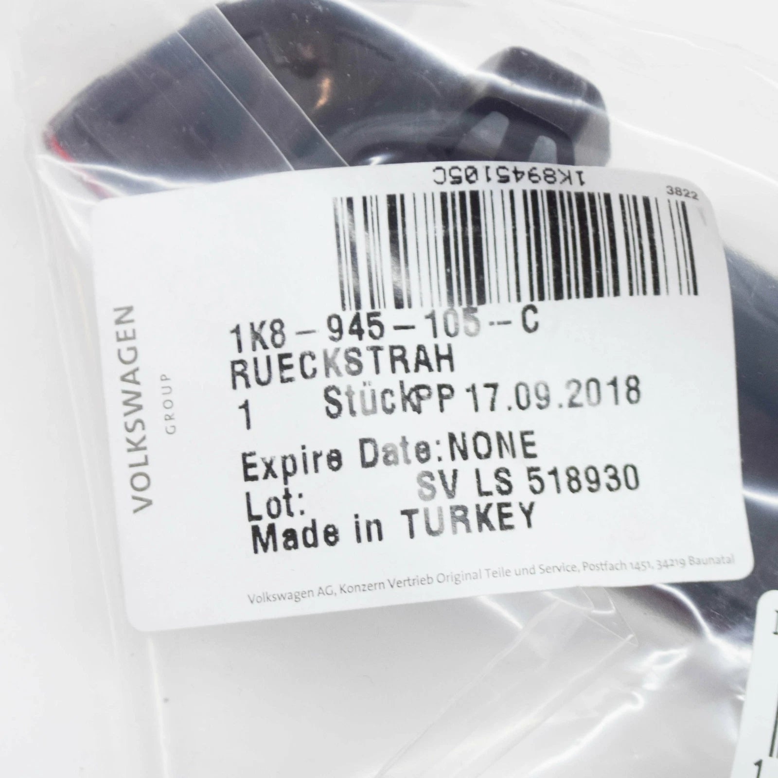 NEW VOLKSWAGEN SCIROCCO MK3 REAR BUMPER LEFT SIDE REFLECTOR 1K8945105C