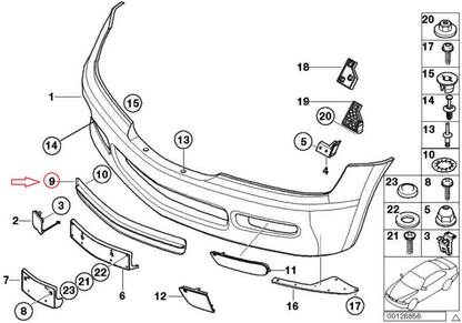 new bmw z3 e36 front bumper lower center grill black 51117016906 original