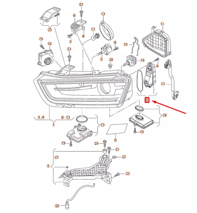 NEW AUDI Q3 8U HEADLIGHT LED UNIT WITH HEAT SINK 8U0941475A ORIGINAL