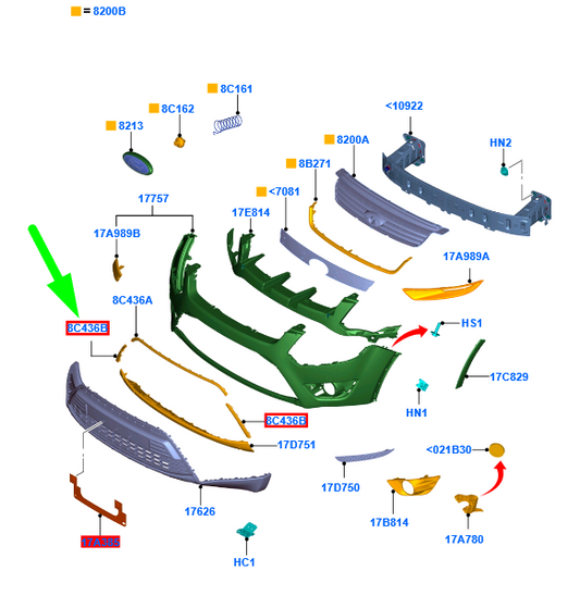 new ford kuga mk3 c394 front bumper grille trim surround right 1760801 original
