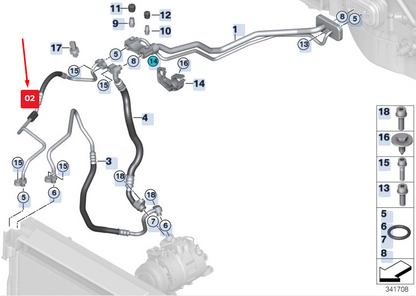 new bmw x5 f15 a/c pressure hose 64509271901 9271901 original