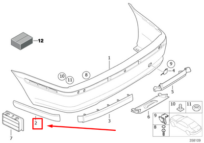 new bmw 3 e46 rear right upper bumper trim 51127030604 7030604 original