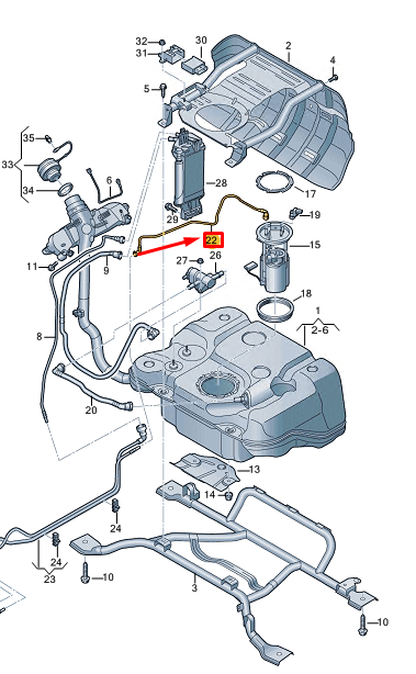 new vw tiguan ad fuel feed line 5qf201293k original