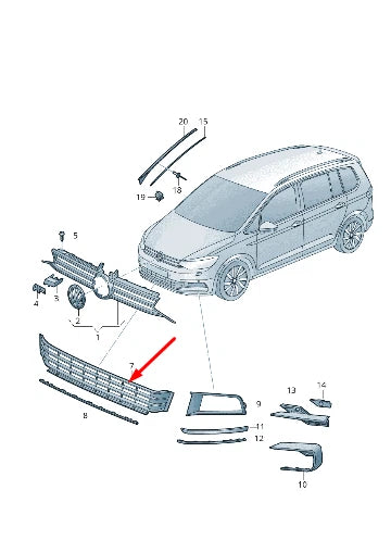 NEW VOLKSWAGEN TOURAN 5T FRONT BUMPER LOWER VENT GRILLE 5TA853677K9B9