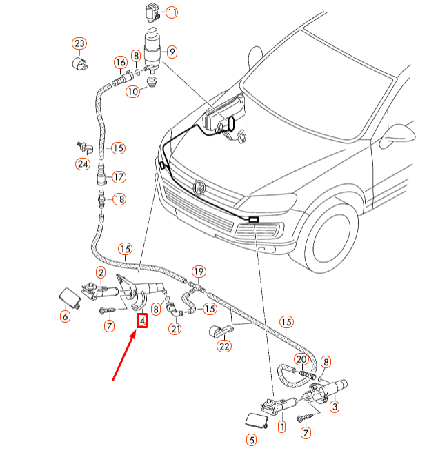 NEW VW TOUAREG 7P RIGHT HEADLIGHT WASHER LIFT CYLINDER 7P6955978 ORIGINAL