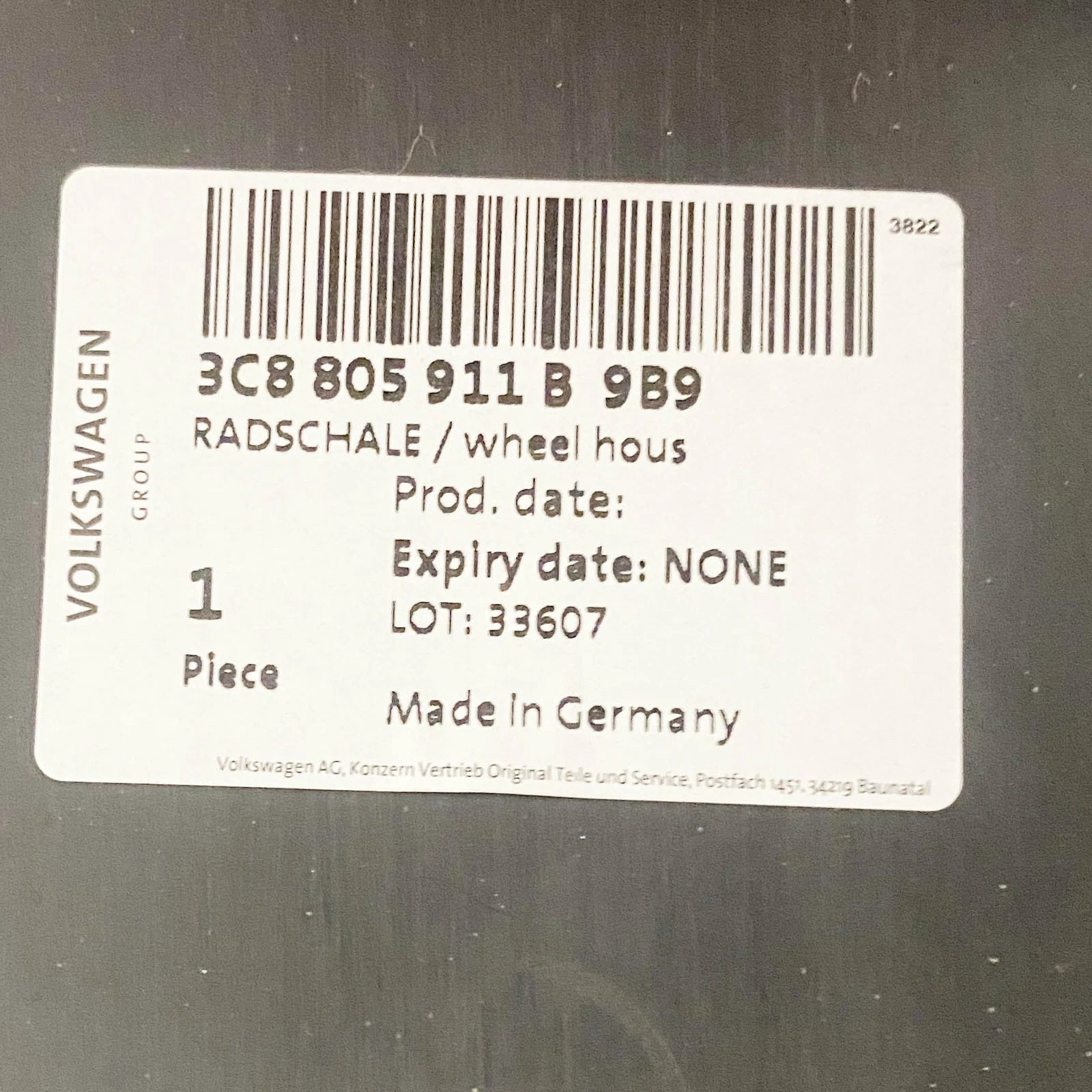 NEW VW PASSAT CC FRONT WHEEL ARCH INNER COVER FRONT PART LEFT 3C8805911B9B9