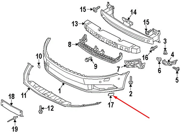 NEW VOLKSWAGEN PASSAT CC A6 LEFT HEADLIGHT WASHER COVER 3C8955109AGRU ORIGINAL