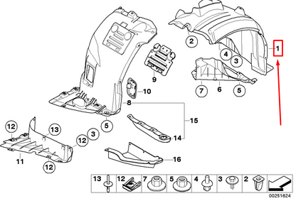 new bmw 3 cabrio e93 front right inner fender lining 51718043214 8043214