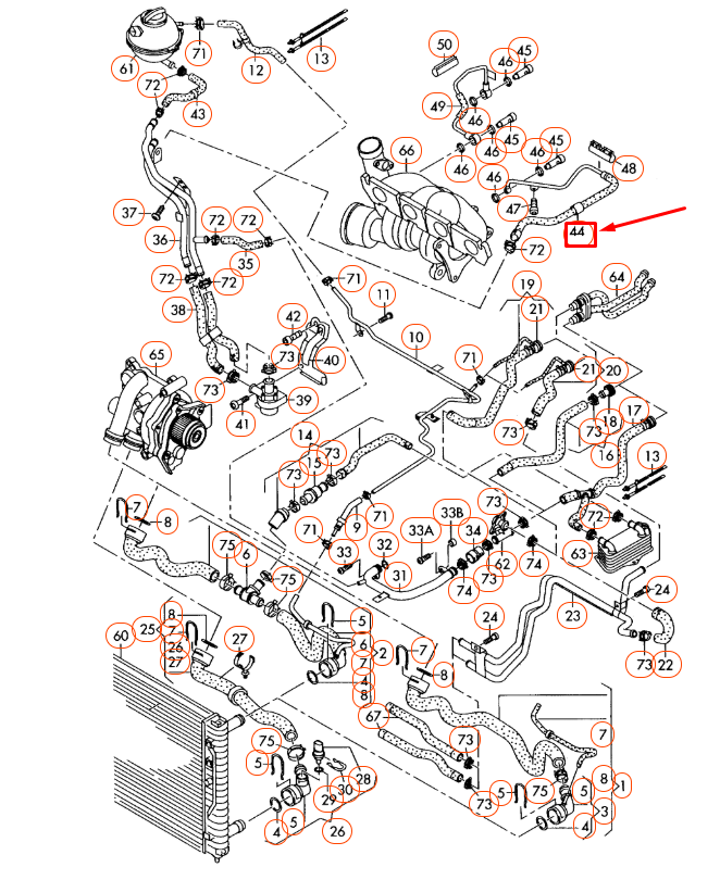 NEW AUDI A3 8P TURBO RETURN COOLANT HOSE 06J121492C ORIGINAL