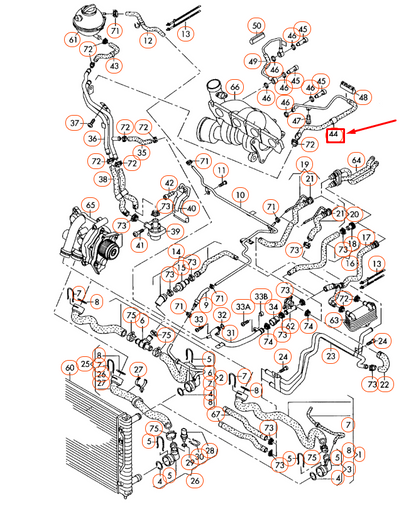 NEW AUDI A3 8P TURBO RETURN COOLANT HOSE 06J121492C ORIGINAL