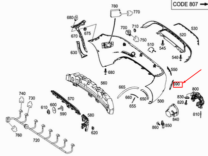 NEW MERCEDES-BENZ SLK R172 REAR LEFT BUMPER AREA COVER A1728853500 ORIGINAL