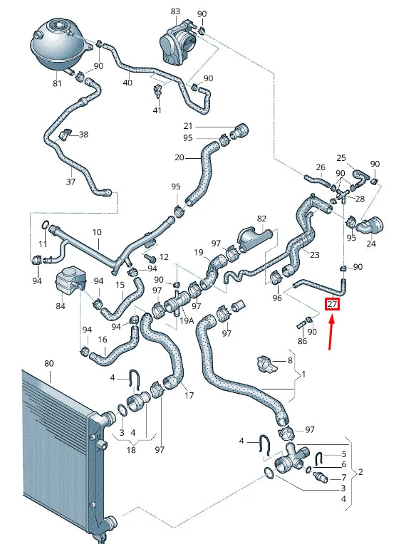 NEW VOLKSWAGEN CADDY 2K MK3 COOLANT HOSE PIPE 1T0121447C