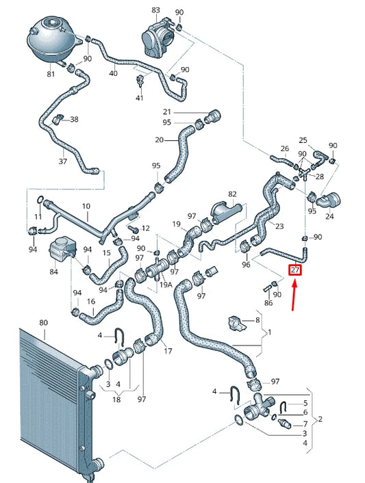 NEW VOLKSWAGEN CADDY 2K MK3 COOLANT HOSE PIPE 1T0121447C