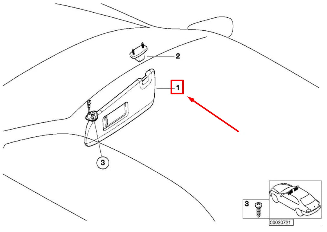 NEW BMW 3 E46 FRONT LEFT SUN VISOR 51167902803 7902803 ORIGINAL