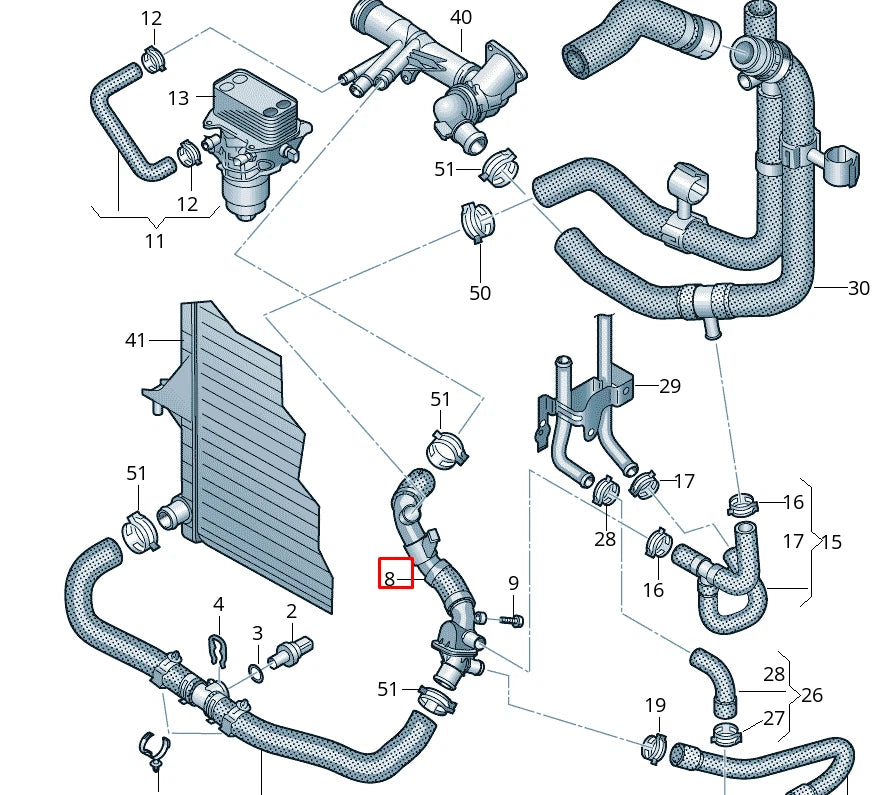NEW VOLKSWAGEN MULTIVAN T7 STM STN RETURN COOLANT PIPE 7E0122051AF ORIGINAL
