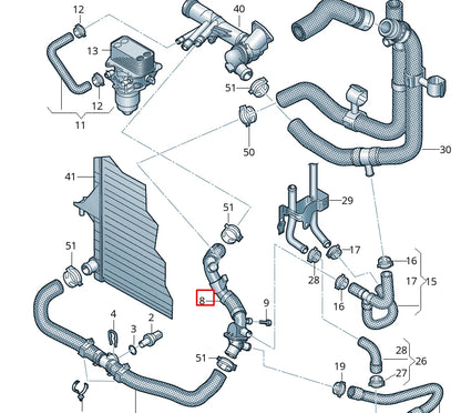 NEW VOLKSWAGEN MULTIVAN T7 STM STN RETURN COOLANT PIPE 7E0122051AF ORIGINAL