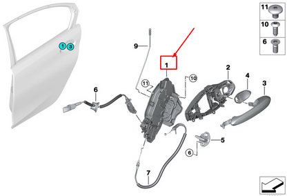 new bmw 3 g20 rear left door system lock 51227445045 original