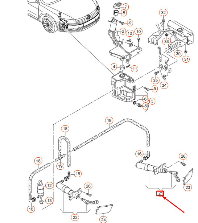 NEW VW CC LEFT HEADLIGHT WASHER LIFT CYLINDER WITH SPRAY JET 3C8955103B ORIGINAL
